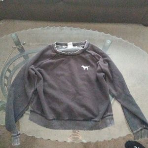 Pink victoria secret dark grey crewneck